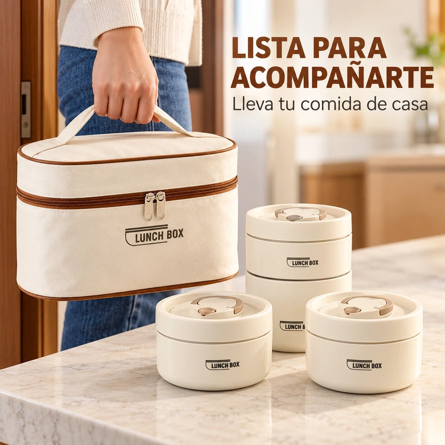 Lunchbox — Set de 4 Recipientes Térmicos con Bolsa de Transporte