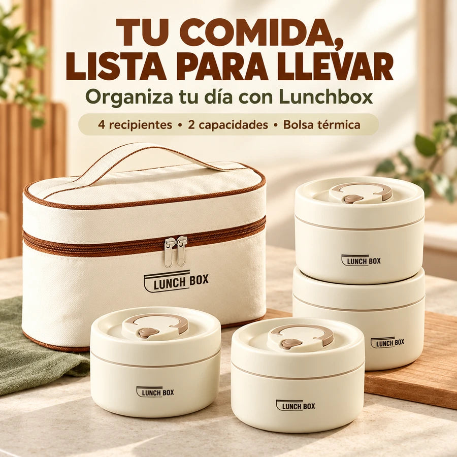 Lunchbox — Set de 4 Recipientes Térmicos con Bolsa de Transporte
