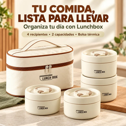 Lunchbox — Set de 4 Recipientes Térmicos con Bolsa de Transporte