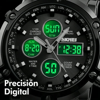 Estilo deportivo masculino con pantalla analogica y digital