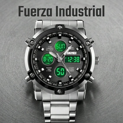 Estilo deportivo masculino con pantalla analogica y digital