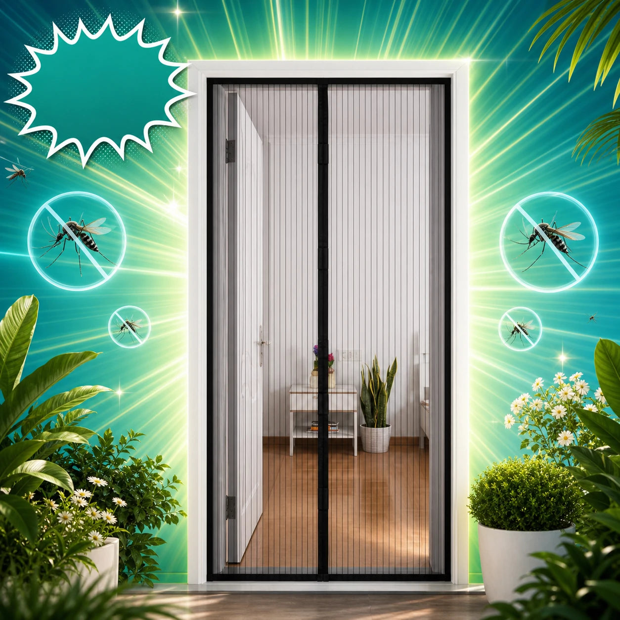 Mosquitero Magnetico Para Puerta - Cierra Solo y Mantiene Los Insectos Fuera